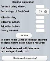 Hauling Calculator for iPhone, iPad, Android